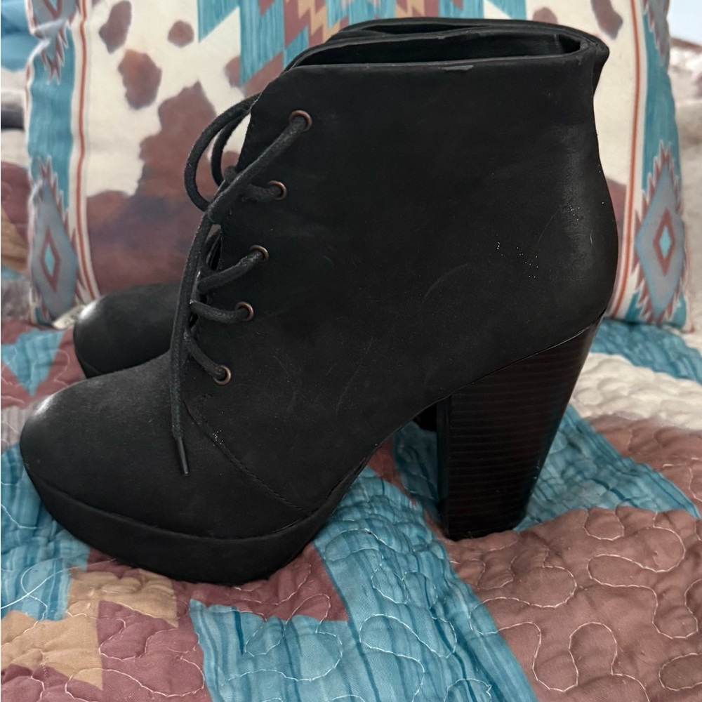 Black Lace-Up Ankle Boots